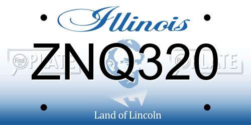 ZNQ320 Illinois License Plate