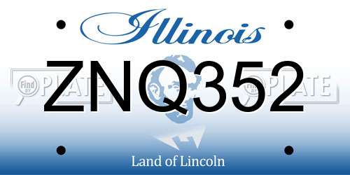 ZNQ352 Illinois License Plate