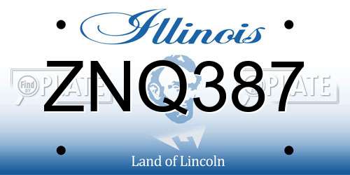 ZNQ387 Illinois License Plate