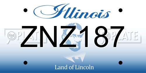 ZNZ187 Illinois License Plate