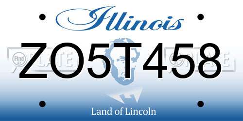 ZO5T458 Illinois License Plate