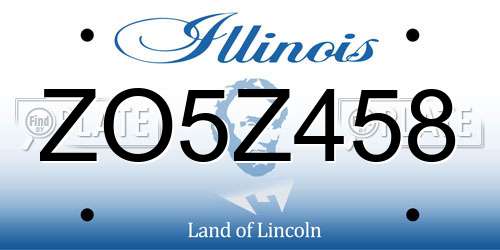 ZO5Z458 Illinois License Plate