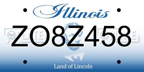 ZO8Z458 Illinois License Plate