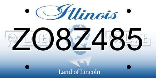 ZO8Z485 Illinois License Plate