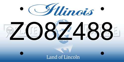 ZO8Z488 Illinois License Plate