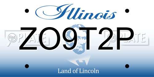ZO9T2P Illinois License Plate