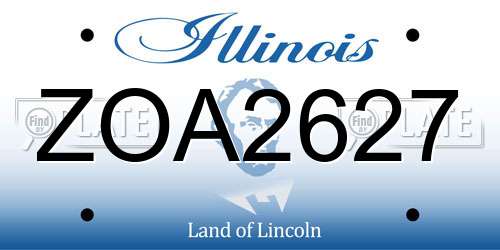 ZOA2627 Illinois License Plate