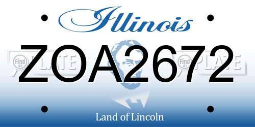 ZOA2672 Illinois License Plate