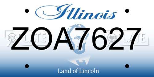 ZOA7627 Illinois License Plate