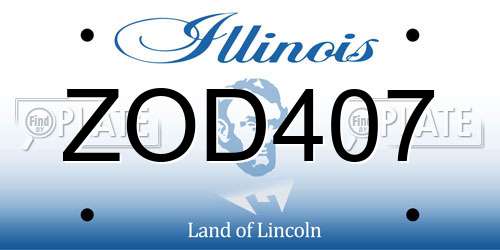 ZOD407 Illinois License Plate