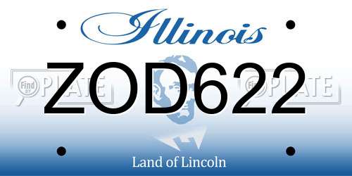 ZOD622 Illinois License Plate