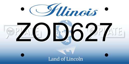 ZOD627 Illinois License Plate
