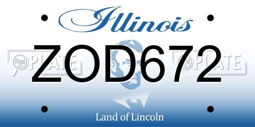 ZOD672 Illinois License Plate