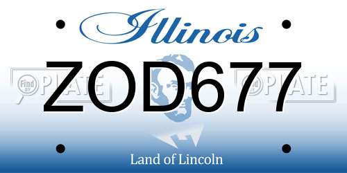 ZOD677 Illinois License Plate