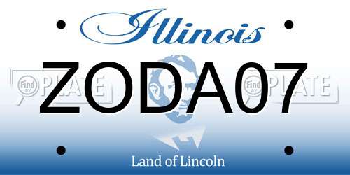 ZODA07 Illinois License Plate