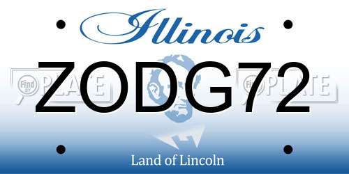 ZODG72 Illinois License Plate