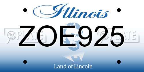 ZOE925 Illinois License Plate