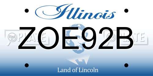 ZOE92B Illinois License Plate