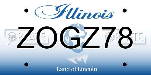 ZOGZ78 Illinois License Plate