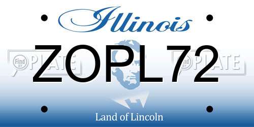 ZOPL72 Illinois License Plate