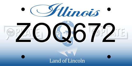 ZOQ672 Illinois License Plate