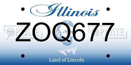 ZOQ677 Illinois License Plate