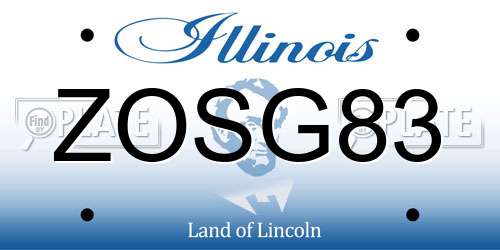 ZOSG83 Illinois License Plate