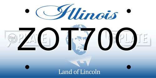 ZOT70O Illinois License Plate