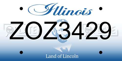 ZOZ3429 Illinois License Plate