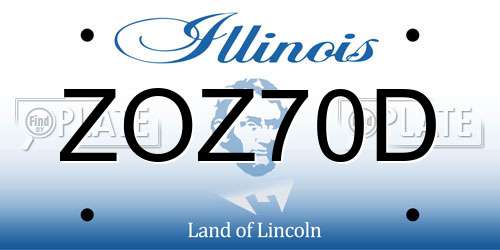 ZOZ70D Illinois License Plate