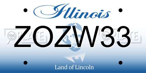 ZOZW33 Illinois License Plate