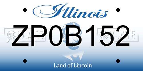 ZP0B152 Illinois License Plate