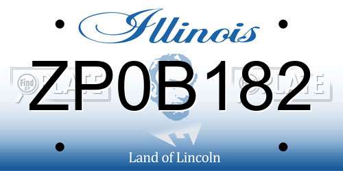 ZP0B182 Illinois License Plate