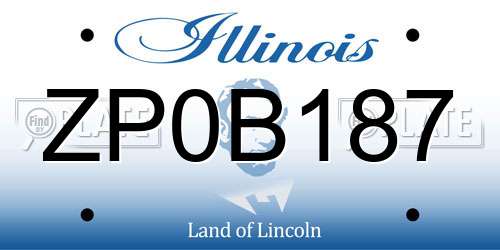 ZP0B187 Illinois License Plate