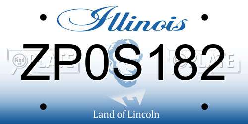 ZP0S182 Illinois License Plate