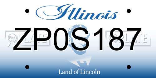 ZP0S187 Illinois License Plate