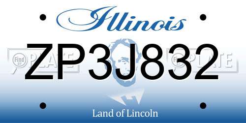 ZP3J832 Illinois License Plate
