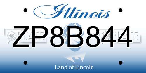 ZP8B844 Illinois License Plate