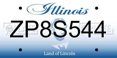 ZP8S544 Illinois License Plate