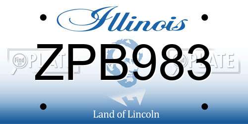 ZPB983 Illinois License Plate