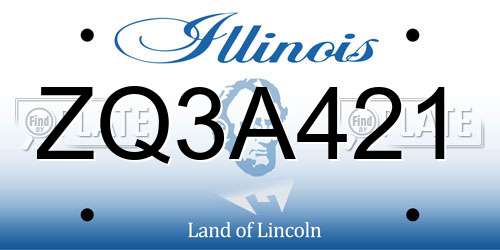 ZQ3A421 Illinois License Plate