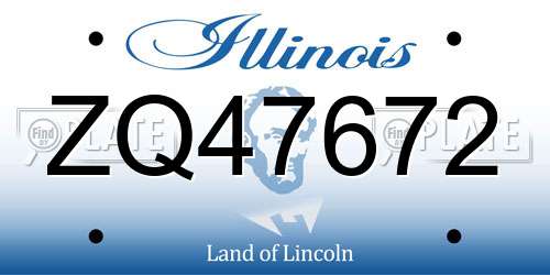 ZQ47672 Illinois License Plate