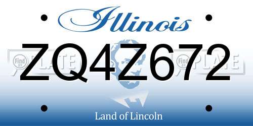 ZQ4Z672 Illinois License Plate
