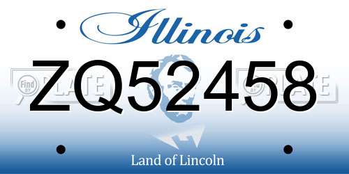 ZQ52458 Illinois License Plate