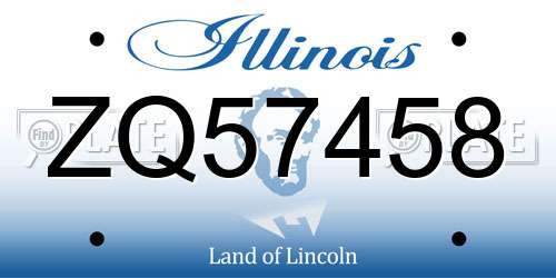 ZQ57458 Illinois License Plate