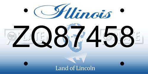 ZQ87458 Illinois License Plate