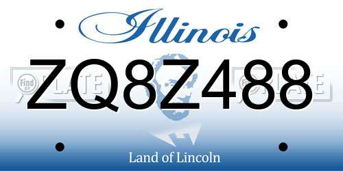 ZQ8Z488 Illinois License Plate
