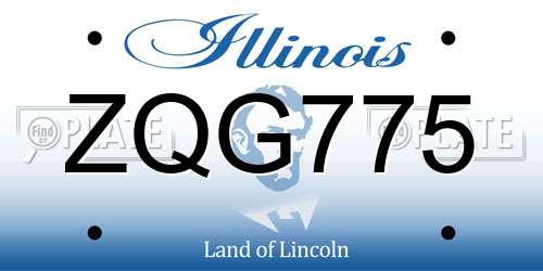 ZQG775 Illinois License Plate