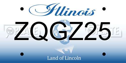 ZQGZ25 Illinois License Plate