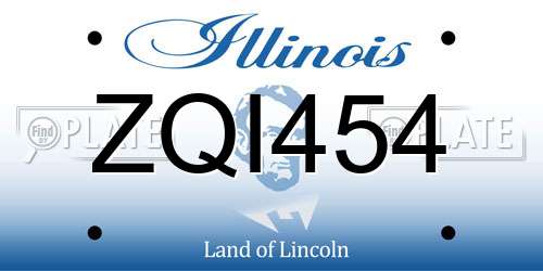 ZQI454 Illinois License Plate